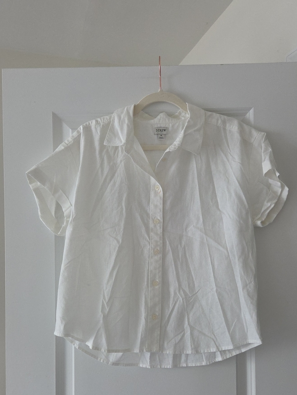 J. Crew White Short Sleeve Button-Up Shirt
